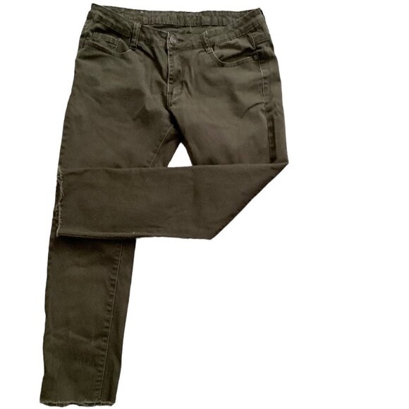 Machine Nouvelle Mode Cropped Skinny Chino Pants 32 x 24 Olive/Army Green 144C - Picture 1 of 7